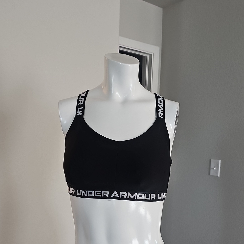 Under Armour Black & White Logo Sports Bra